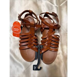 wonder nation Tan Braided Strappy Gladiator Sandals